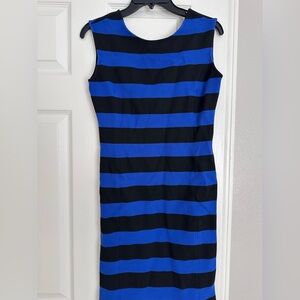 Large(32in waist) Blck & Blue Striped Band Aid Dress Michael Kors